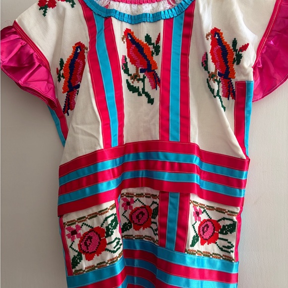 Handmade Embroidered Mexican Huipil Top Dress Oaxaca Hand Sewn Artisan Vintage - Picture 9 of 10